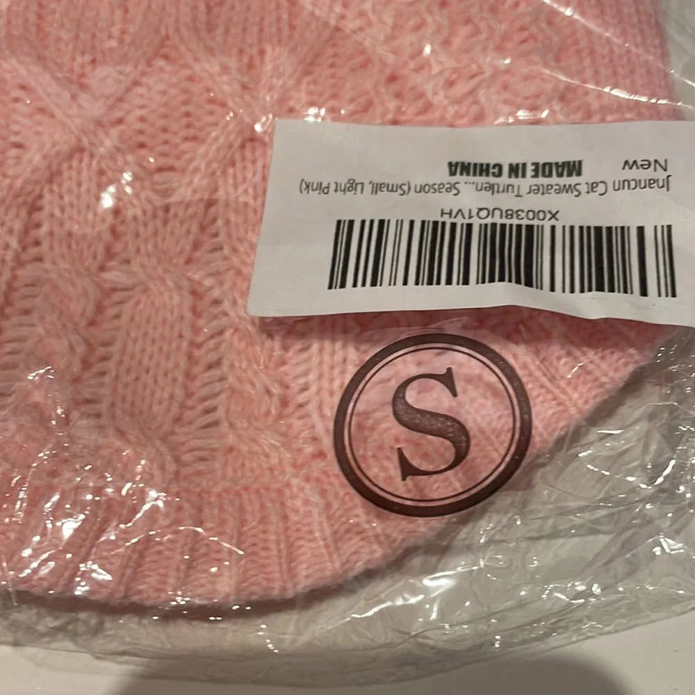 Cat Sweater Turtleneck Light Pink Size Small